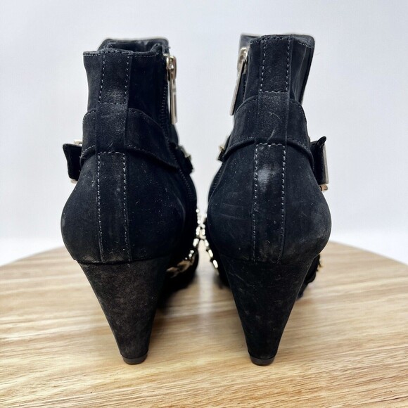 Schutz Back Suede Pointed Toe Wedges With God Chains Women’s 7 - Picture 5 of 10